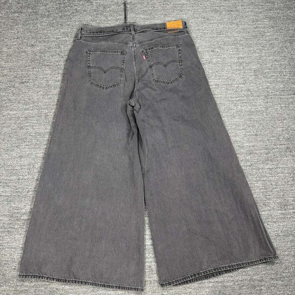 Levis Premium XL Superwide Jeans Women 33 Black Wide Leg Baggy Grunge Denim - Picture 2 of 11